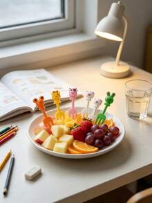 60/20/10/2pcs Reusable Fruit Forks, Bento Box Fruit Tray Inserts, Restaurant Kitchen Cake Shop Plate Decor, Party Dessert Fruit Supplies, Essential Kitchen Utensils, Halloween And Christmas Gifts - Multicolor - View 4