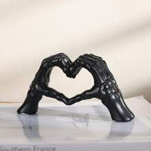 1pc Hand Gesture Desktop Decor, Skeleton Couple Statue, Creative Wedding Home Ornament, Heart-Shaped And Hand-Shaped Small Sculpture, Suitable For Living Room, Bookshelf, Coffee Table, Home Decor, Bedroom, Office, Student Use, Halloween Gift, Winter Valentine's Day Gift - Multicolor - View 13