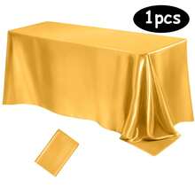 1pc Elegant White Satin Tablecloth: Perfect For Wedding Receptions, Parties And Home Decoration - Rectangular, Woven, Soft And Shiny - Multicolor - View 15