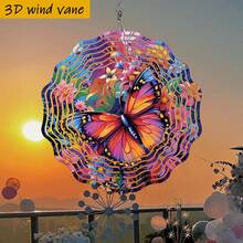 1pc 3D Colorful Butterfly Garden Wind Rotating Decoration - 360° Rotating Hook, Suitable For Wedding, Party, Holiday - No Battery/Electricity Needed, Balcony, Patio, Easter, Christmas Decoration (Pendant Not Included) Random Style - A - View 7