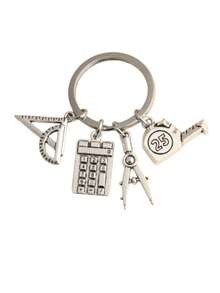 1pc Math Keychain, Compass Protractor Pendant, Graduation Gift For Students And Teachers, Back To School Backpack Charm, Fun Gift - Multicolor - View 8