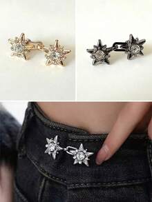 1/3 Piece Metal Star-Shaped Waist Buckle, Waist Adjustment Clip, Jeans Waist Buckle, Skirt Waist Tightener, Waist Adjustment, Invisible Seamless Pin, Snowflake Pattern, Daily Use - Multicolor - View 3
