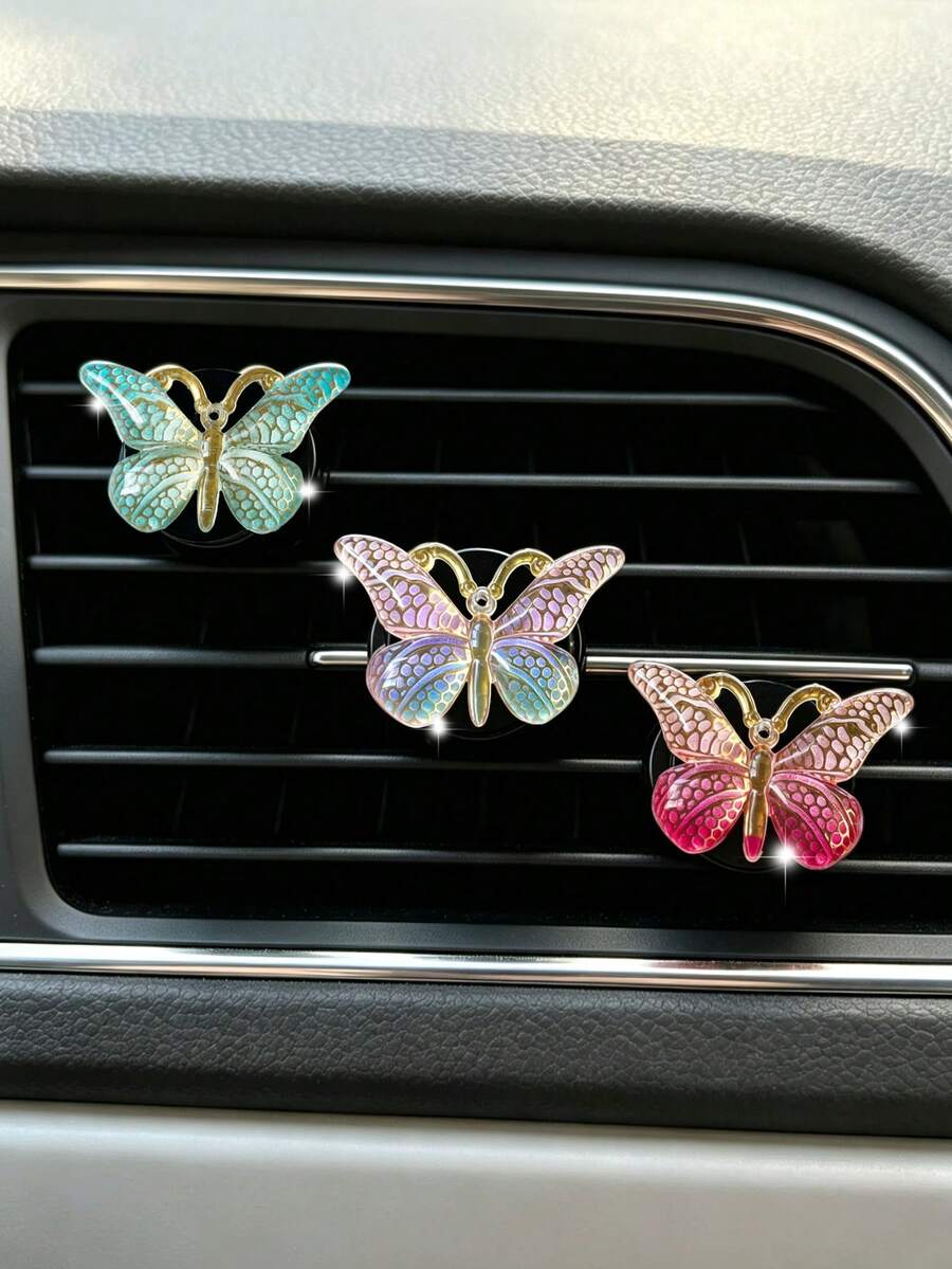 1件/3件裝 彩色漸層蝴蝶汽車出風口香氛夾，汽車出風口芳香夾裝飾擺件 - A - 查看 1