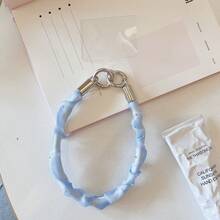 1pc Satin Ruched Rhinestone Phone Wrist Strap, Sweet Pastel Color Anti-Lost Phone Lanyard Bracelet, Universal Phone Case Hand Chain With Patch Tab, Cute Girl Phone Accessory Keychain - Multicolor - View 12
