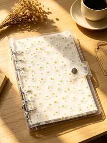 1pc A6 Transparent Loose-Leaf Binder, Daisy Snap Button Transparent File Bag, PVC File Protection Bag, Scrapbook Kit, Minimalist Essentials And Folders And File Bags, Office Document Storage Supplies, Photo Card Storage, Scrapbook, Receipt Storage, Notebook Cover, Back To School Supplies, Office Supplies, Library Supplies, Study Supplies, DIY Manual, Sticker Collection, Party Gifts - Daisy - View 4