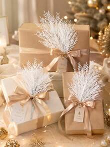 12/6/1pc-White Artificial Pine Sprigs, Feather Pine Branches,Xmas Decorations,Christmas Party Supplies,Room Decor,Home Decor,Wreath&Garland Filler,Window Scene Setup,Table Centerpiece Decor,Gift Wrapping,Chandelier Decoration,Vase Fillers - White - View 4