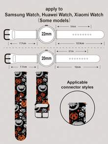 1pc Funny Expression Pumpkin Halloween Silicone Watch Band, Compatible With Samsung, Honor Smartwatches, Compatible With Apple Watch 38/40/41/42/44/45/49/46mm Fashionable Personalized Soft Comfortable Watch Band, Compatible With Apple Watch Series Ultra 2 S12 S11 S10 SE 9 8 7 SE 6 5 4 3 2 1 Replacement Band - Multicolor - View 12
