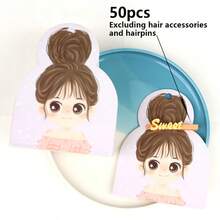 50pcs Cartoon Girl Hair Clip Display Cards, DIY Jewelry Display Cards, Packaging And Retail Cards, Perfect For Creative Projects - A - View 7
