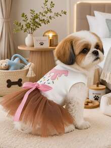 PETCIRCLE 1件寵物衣服 小狗幼犬貓用 可愛風格 節日氛圍 戶外蛋糕芭蕾舞裙 - 彩色 - 查看 1