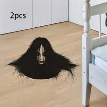 2D Flat Halloween Wall Floor Stickers Waterproof Removable Scary Ghost Witch Decals For Home Bedroom Bathroom Kitchen Decor Fridge Sticker 30*60Cm/11.8*23.6Inch - Multicolor - View 14