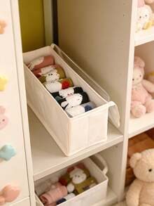 1pc White Foldable Sock Storage Box, Fabric Cabinet Organizer With Dust Cover, Baby Essentials, Newborn Necessities, Storage Organizer Box - Multicolor - View 5