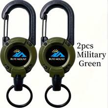 2pcs Retractable Keychain Set, Heavy Duty Steel Cable With Lanyard And Carabiner, Suitable For Outdoor Camping, Hiking And Fishing, Multi-Function Badge And ID Card Holder - Multicolor - View 9