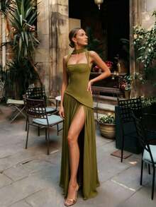 Women Long Dresses - Green - View 2