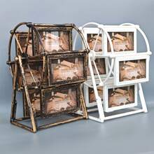1pc Creative DIY Ferris Wheel Photo Frame, Assemble Required, 4 Inch Photo Frame, Birthday Gift, Photo Display Stand For Home, Room, Office Decor, Valentine's Day, New Year, Easter, Random Paper Pattern (Frame Material: ABS Plastic) Gifts Graduation - Bronze - View 3
