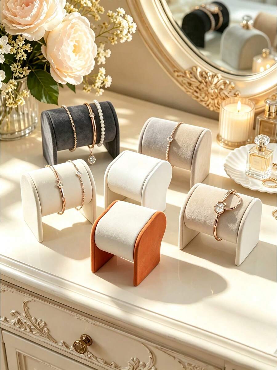 1 pieza Soporte de exhibición de reloj de microfibra, estante de almacenamiento de relojes, estante de almacenamiento de collares y pulseras, soporte de exhibición de almacenamiento de pulseras y relojes, este estante se puede usar como estante de almacenamiento para relojes, collares, pulseras y brazaletes
