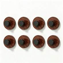 1/4/8Pcs Dual Color Round Wood Wall Hanging Hooks, No Drill Strong Adhesive Decorative Knob Hooks, Nordic Style Home Organizer Hooks For Bathroom Closet Entryway Use - Multicolor - View 14