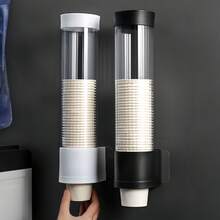 1pc Disposable Cup Holder Automatic Dispenser, No Drilling Required, Wall-Mounted, Desktop, Dust-Proof Paper Cup Rack, Water Dispenser, Home Water Dispenser, Large Capacity Dust-Proof Water Cup Storage Side Rack - Multicolor - View 6