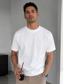 Blueprint Man 1 buah Kaos Pria Warna Polos Premium Bertekstur, Bahan Tebal Ramah Kulit, Kerah Bulat Lengan Pendek, Lembut & Nyaman, Gaya Klasik Sederhana, Dapat Dicuci dengan Mesin, Cocok untuk Musim Semi/Panas, Perjalanan Sehari-hari & Olahraga Luar Ruangan, Gaya Klasik, Ukuran Besar, Harap Pilih Ukuran Lebih Kecil untuk Ukuran yang Lebih Pas - Putih - View 10