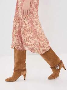 Autumn/Winter New High-Top Boots Thick Heel High Heel Women's Boots Plus Size - Brown - View 2