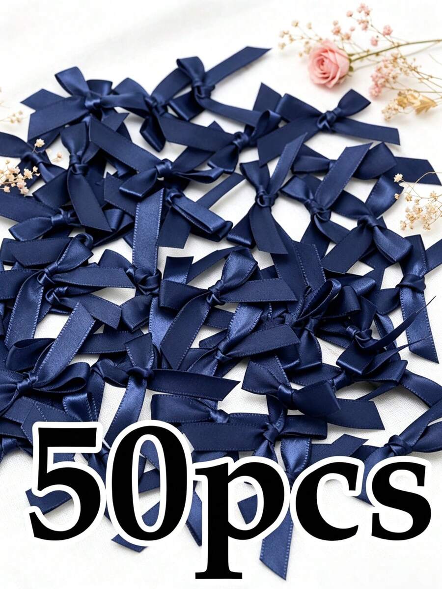 (50pcs/Pack) 4cm Ribbon Bows, Multiple Colors Available, Suitable For Gift Decoration And Hair Clip/Headband Making, Valentine's Day Gift