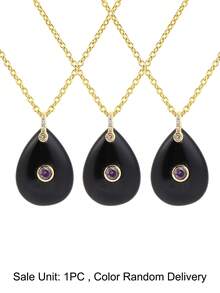 1pc Water Drop Crystal Pendant Necklace For Women Healing Energy Gold Color Stainless Steel Chain Amethyst Summer Jewelry Gift H932 - Necklace - View 14