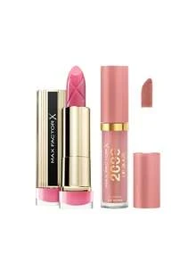 Max Factor [حزمة] أحمر شفاه إكسير الألوان 090 وردة إنجليزية 4 جم + لمعان الشفاه 2000 سعرة حرارية 085 كريم زهري 4.4 مل - 090 وردة إنجليزية + 085 كريم زهري - مشاهدة 1