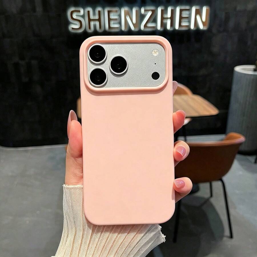 Spray-Painted Frameless Candy Color Liquid Silicone Phone Case, Split Design Large Camera Opening Anti-Fingerprint Ultra-Thin Shell, Compatible With IPhone 17 16 15 14 13 Pro Max 12 Pro Max 11 Phone Case, Various Holiday Gifts - Pink - View 1