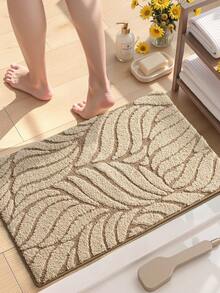 DAJIANG 1pc Vintage Coffee Palm Leaf Pattern Bathroom Rug, TPR Backing Non-Slip, Suitable For Kitchen, Outdoor, Indoor, Hallway, Bedroom, Living Room, Bedside Carpet, Machine Washable Easy To Clean, Bedroom Bathroom Decor Rug - Multicolor - View 5
