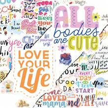 50Pcs Positive Affirmation Waterproof Stickers, Inspirational Cartoon Children Motivational Text Stickers For Diary, Notebook, First Day Of School - Multicolor - View 2