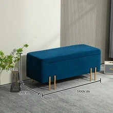 Bancă de depozitare în aer liber - Albastru + Lemn - Vizualizare 5