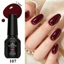 Mtssii 7.8ml Red & Brown Gel Nail Polish,UV LED Soak Off Semi Permanent Nail Color Gel,Rich Cherry Red,Burgundy,Cocoa Chocolate Neutral Brown Gloss Nail Varnish,Ideal For Fall Winter Nail Art Gift For Women For Daily Occasion - Multicolor - View 3