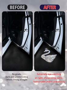PAKRYS 2件組汽車車門投影燈，無線LED黏貼式迎賓燈，LED幽靈投影迎賓燈，通用汽車配件，適用於大多數轎車、SUV、卡車 - [免接線]智慧光感應-碳纖 - 查看 5