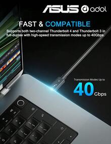 Kabel Data ASUS 240W Thunderbolt 4, Untuk USB C Tipe-C, Mendukung Transfer Data 40Gbps, Pengisian Cepat 240W, Mendukung Transmisi Audio/Video 8K/4K, Pengisian Cepat PD240W, Kompatibel dengan Kabel Data Pencermian Layar Macbook dan 17 ProMax - View 3