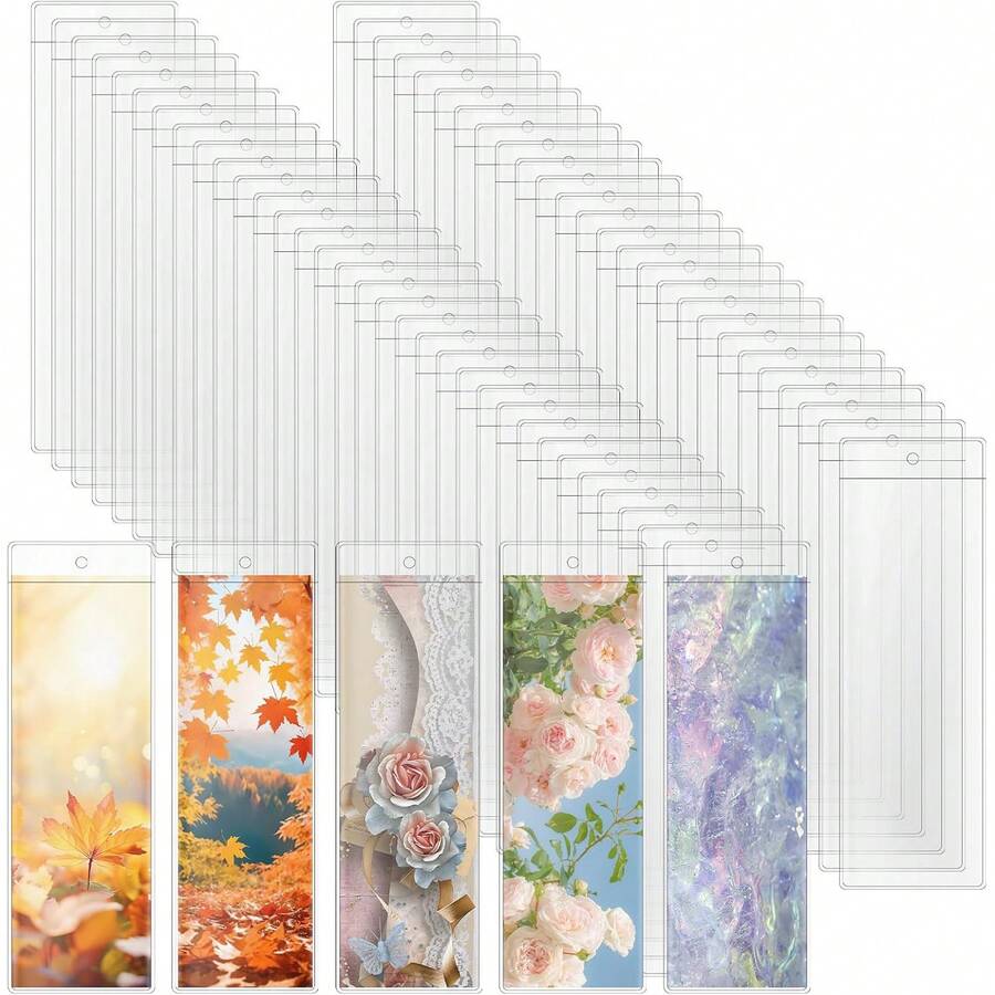 10pcs Plastic Bookmark Set, DIY Transparent Bookmark Clips, Photo Booth Album Covers, Blank Photo Frames, Suitable For Wedding Photo Strips, Graduation Gifts, Office Party Favors - Transparent Bookmark Sleeve - View 1