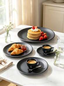 Premium Stainless Steel Cake Plate, Minimalist And Elegant, Suitable For Home Use, Ideal For Afternoon Tea, Desserts, Snacks, Pastries Display And Fruit Serving - Black - View 10
