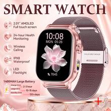 2026 Upgraded Fashion Sports Smart Watch For Women, 2.01-Inch HD AMOLED Touch Screen, 1400mAh Large Battery, LED Flashlight + SOS Flashing Mode, IPX8 Waterproof, Bluetooth Calling, AI Voice, 100+ Sports Modes, Fitness Tracking Watch, Compatible With IPhone And Android - View 14