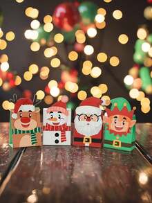 4pcs/1pc Christmas Gift Bag Set - Featuring Santa Claus, Snowman, Reindeer And Elf Patterns; Suitable For Christmas Party Gift Wrapping, Winter Theme Event Party Favors, Christmas Dinner Souvenirs, Etc. - One Size Fits All - View 8