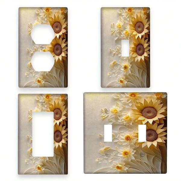 1pc 1Gang/2Gang Sunflower Wall Plate Cover  Light Switch Cover, Decorator Switch Wall Plate Home Decor, Suitable Room, Kitchen, Bathroom, No Electricity Required