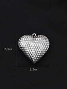 3/5pcs Fashion Stainless Steel Heart-Shaped Photo Locket Pendant, Flip-Open Photo Box Charm, DIY Unique Ideal Gift For Friends Birthday, Family, Mom/Grandma/Wife Anniversary Gift, Autumn Fashion, Casual, Vintage, Personalized, Daily Wear, Party, Mother's Day, Valentine's Day, Graduation, Wedding - Silver - View 2