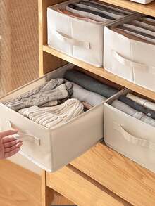 1pc Shirt Storage Organizer Travel Slouchy Person T-Shirt Folding Clothes Storage Box Pants Organizer - Beige - View 2