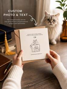 بطاقة خط فني مخصصة لصور حيوانين أليفين، تصميم رسم بسيط مع نص وأسماء قابلة للتعديل. بطاقة تهنئة للهدايا، تذكار مدروس لأصحاب الحيوانات الأليفة للحفاظ على ذكريات حلوة لقطتين محبوبتين. - متعدد الألوان - مشاهدة 5