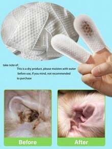 Dog And Cat Ear Cleaning Pads, Suitable For Dogs And Cats, Soft And Easy To Use, Specifically Designed For Cats And Dogs, Fresh Breath, Removes Food Residue, Non-Irritating, Suitable For Daily Ear And Teeth Care Of Pet Cats And Dogs - White - View 6