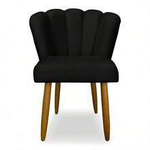 CADEIRA PETALA VELUDO - PARA SALA DE JANTAR, QUARTO, PENTEADEIRA, CLOSET, ESPAÇOS COMERCIAIS, CLINICAS, SALÕES DE BELEZA , MANICURE - Preto - Visão 2