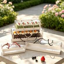 Transparent Rectangular PET Disposable Packaging Box With Rope Handle, Can Be Used As Gift Box. Kitchen Essentials. Suitable For Home Baking, Wedding Party, Camping, Christmas, Halloween, Snack Box, Party Supplies, Meal Prep Container, Kitchen. - Multicolor - View 4