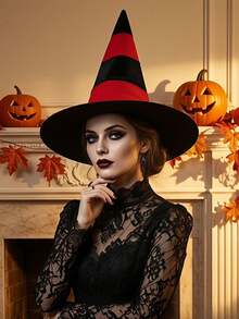 1 pieza Sombrero de bruja clásico negro puntiagudo, sombrero de disfraz de Halloween unisex con estampado de araña y calabaza, adecuado para fiesta de disfraces, accesorio de decoración para fiesta de Halloween de Trick or Treat - Sombrero de bruja para fiesta - Ver 8