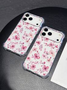 1件粉色花卉印花手機殼 | 四角防摔保護殼 - 相容 iPhone 17 Pro, 16e, 16 Pro, 15 Pro, 14, 13, 12, 11, XR, XS Max; 相容 Galaxy S26, S25, S24, S23, A16, A35/A25, A57; 相容 Pixel 10, 9, 8, 7; 相容 G85; 相容 Infinix Hot 50 Pro+。清新的夏季配件，非常適合作為送給朋友或自己的禮物。 - 無色 - 查看 6