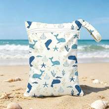 Waterproof Dry-Wet Separation Bag, Cute Blue Whale Print Swim Bag With Lanyard, Portable Beach Storage Bag For Swimwear, Diapers, Travel, Fitness And Toiletries - Multicolor - View 4
