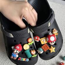 Hasbro 1 Set DIY Hole Shoe Accessories Super Brothers + Mushroom Shoe Charms, Cute Cartoon Student Slippers Decoration Buckles Removable, Perfect Choice For Halloween And Christmas Gifts, PVC Material DIY Shoe Charms, Suitable For Beach Bags - Multicolor - View 3