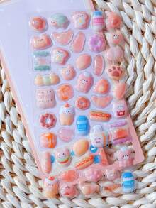 3D Embossed Cartoon Stickers, Cute & Fun Planner Decoration, DIY Crystal Girl - Multicolor - View 7