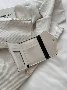 1 buah Dompet Pendek Lipat Dua Portabel Bahan PU Berbentuk Bintang, Cocok untuk Penggunaan Sehari-hari Wanita dan Hadiah Kencan - Putih - View 8